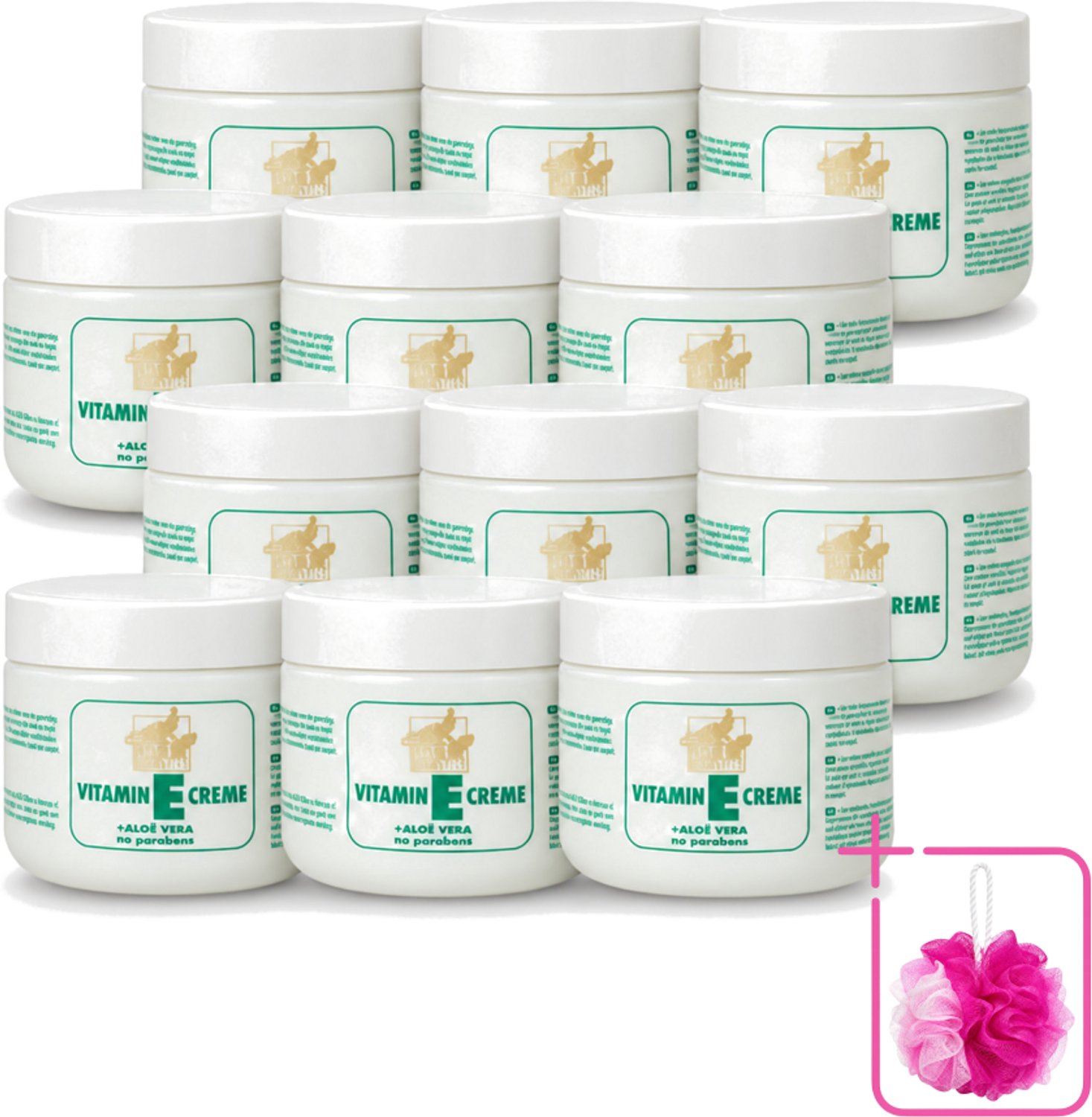 12 x Goldline - Bodycrème - Vitamine-E & Aloë Vera - Gevoelige Huid - Kalmerend - 250 ml - Bulkverpakking - Gevoelige huid verzorging - Douchemop - Vitamine e crème