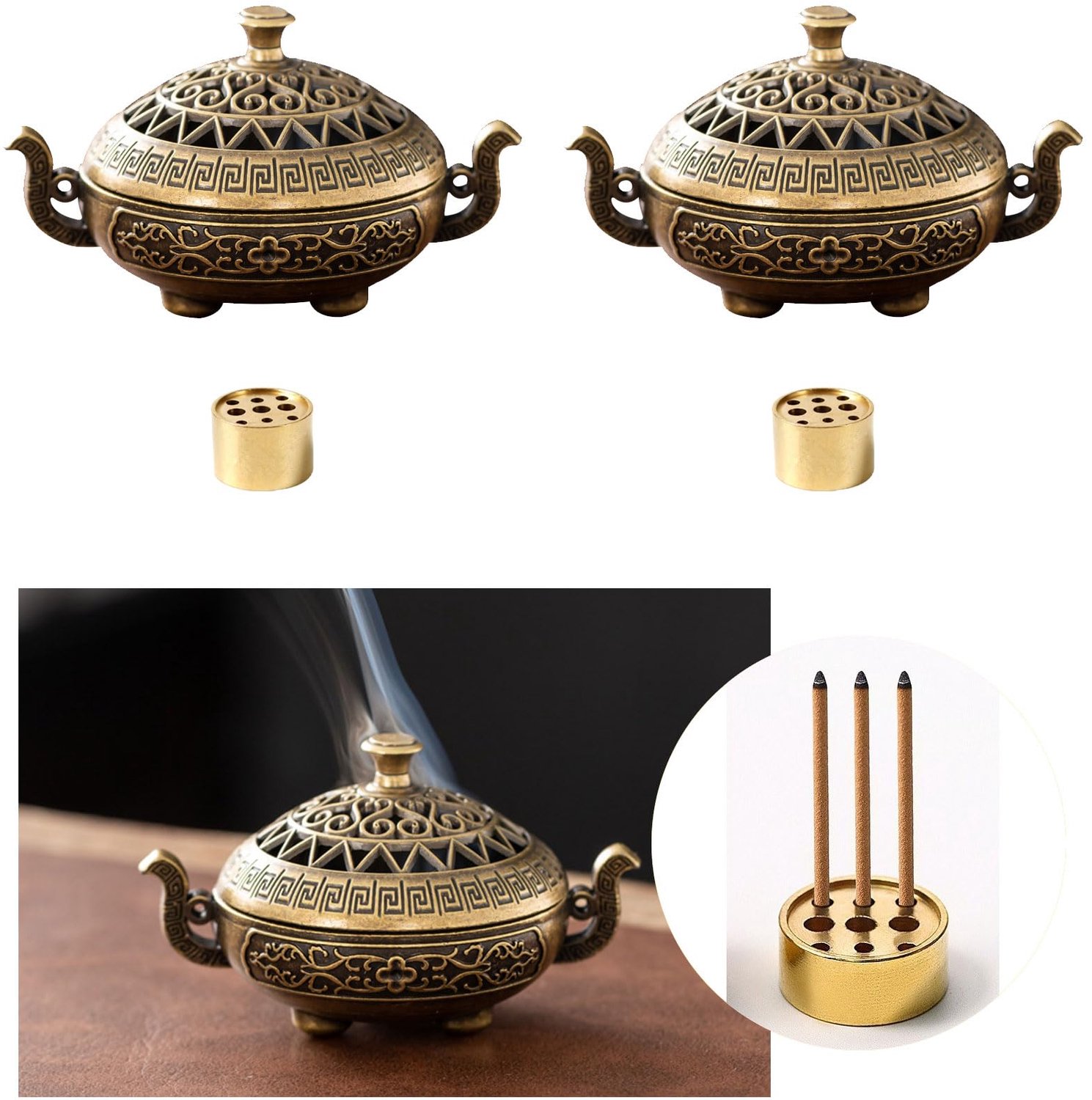 Set van 2 Incense Stick Holders met Vuurvast Katoen