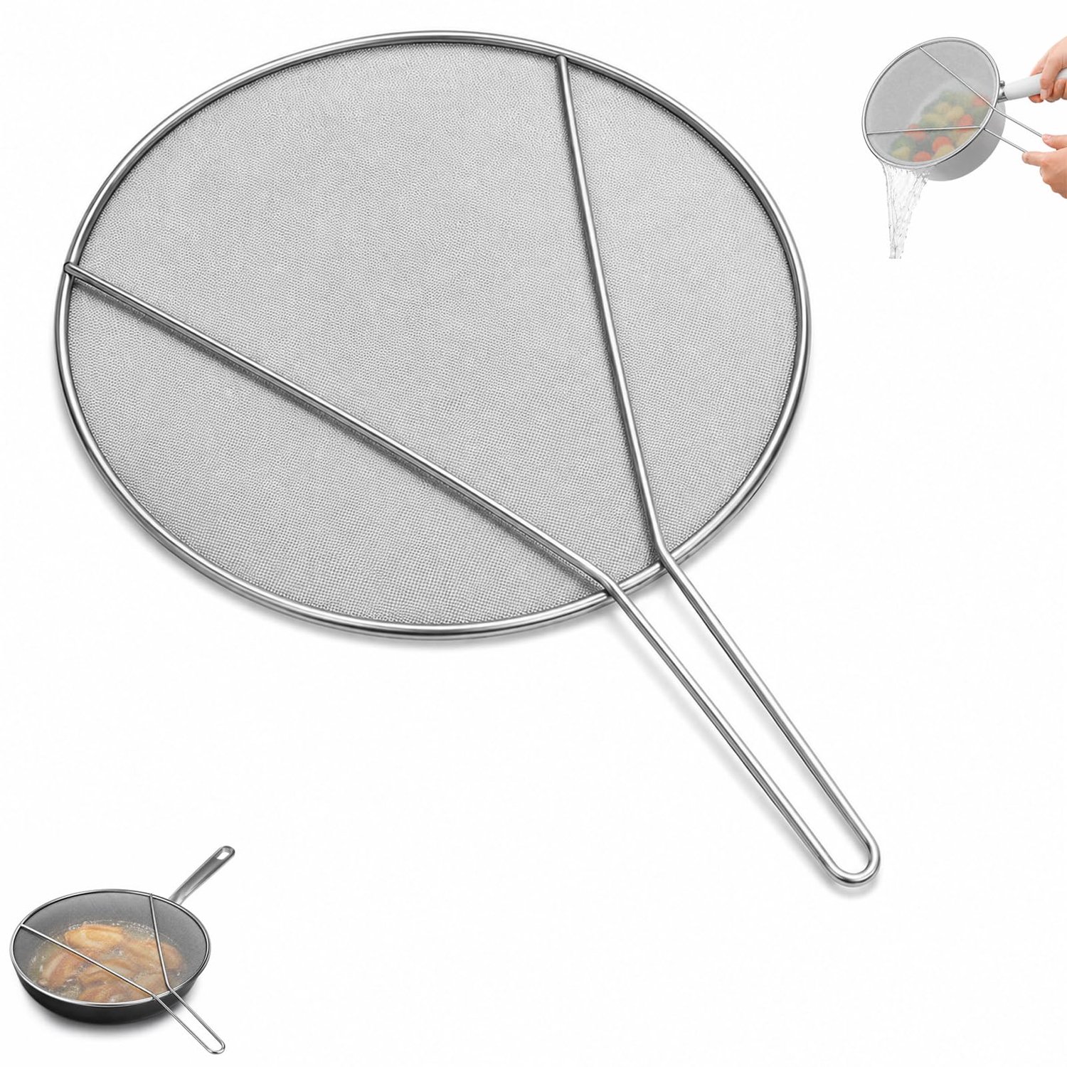 RVS Spatbescherming voor Pannen 34 cm x 48,5 cm met Handvat