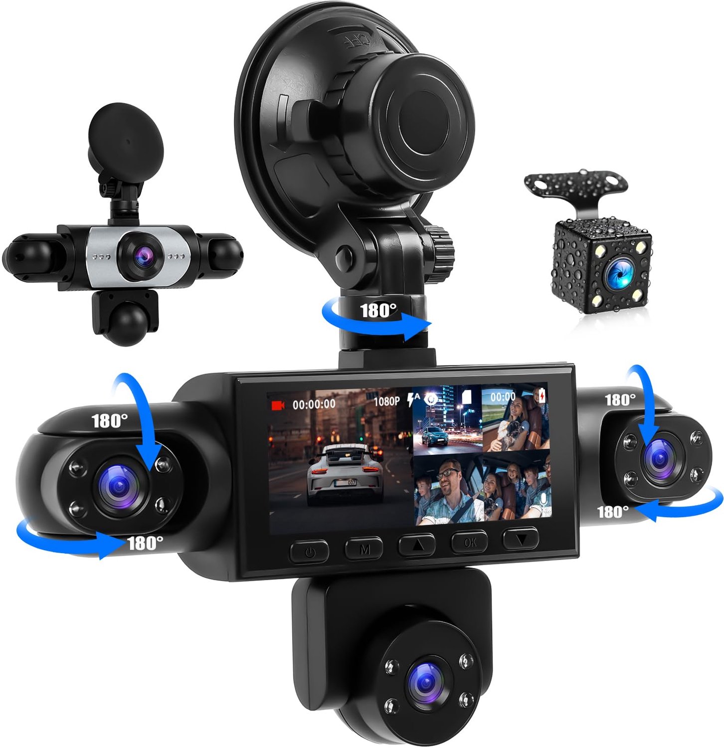 5-kanaals 1080p 360° Dashcam met Nachtzicht en Parkeerhulp