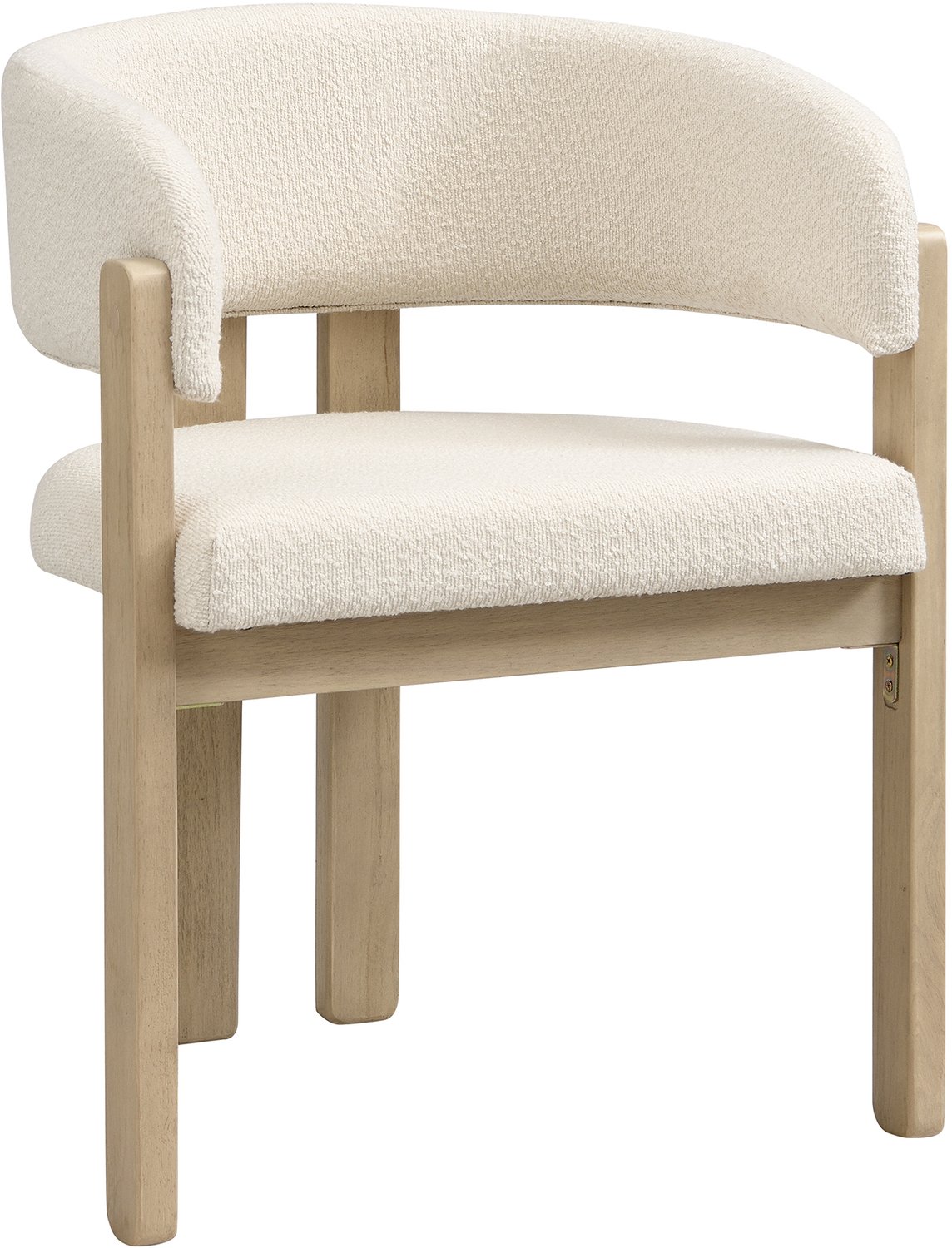 REDOM Set van 2 eetkamerstoelen - Bouclé bekleding en houten frame - Met armleuningen - Naturel