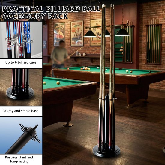 Metalen Billiard Cue Houder met 6 Holes voor Thuisgebruik — afbeelding 3