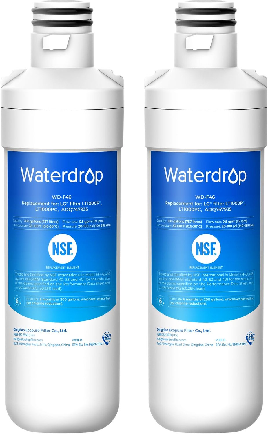Vervangende Waterfilter voor Koelkast, 2-pack