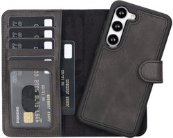 Lykke Samsung Galaxy S23 Hoesje - Echt Leren Wallet Case - MagSafe Compatibel - RFID Bescherming - Pasjeshouder - Uitneembare Backcover- Zwart