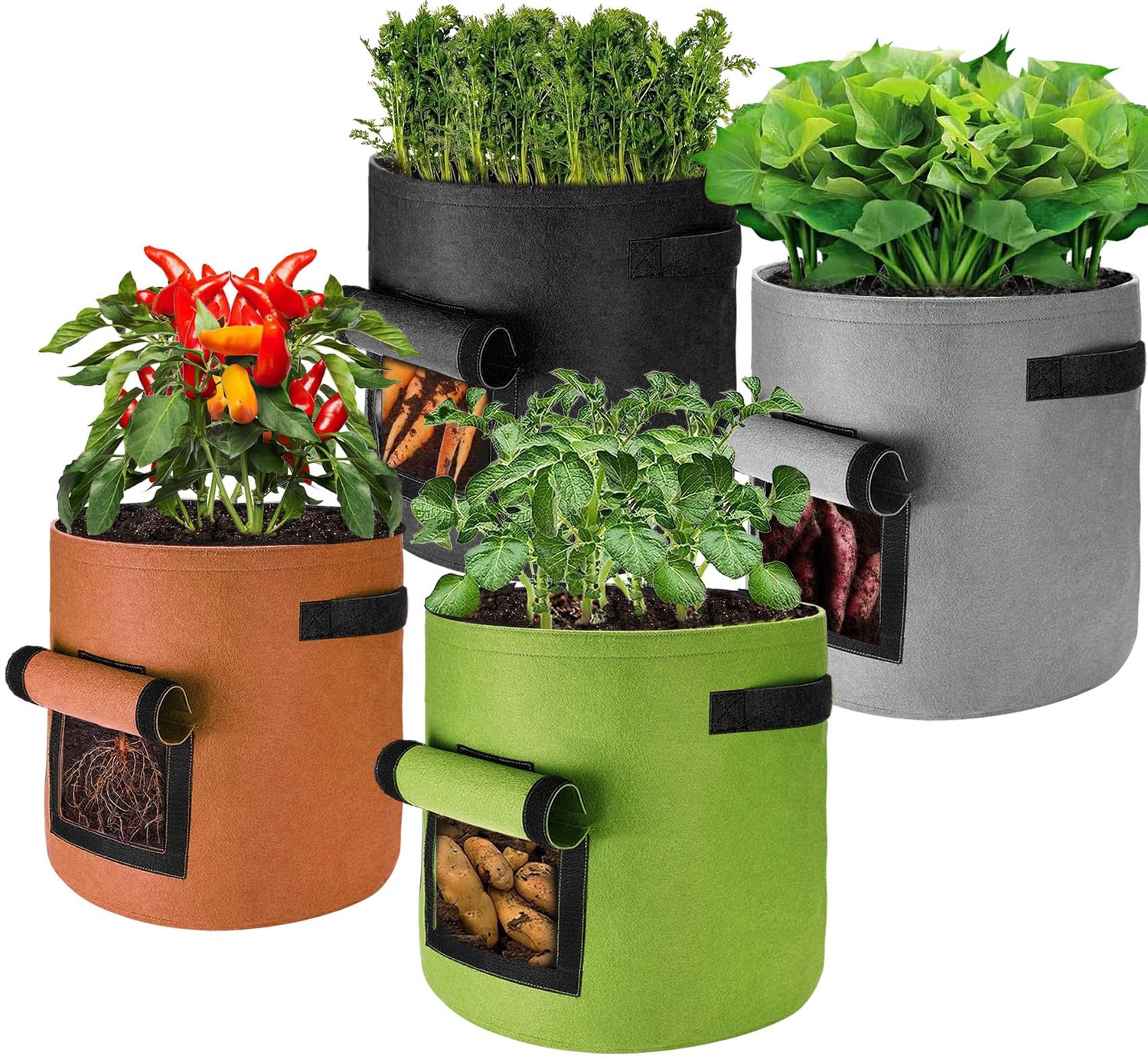 Set van 4 40L Fabric Plant Bags met Handvatten