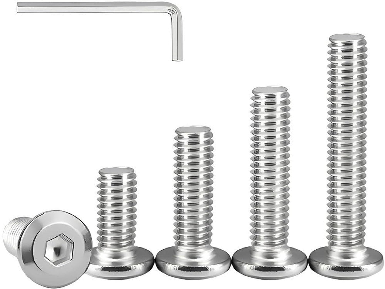 Set van 10 RVS Hex Schroeven M8 x 70mm met Imbus Sleutel