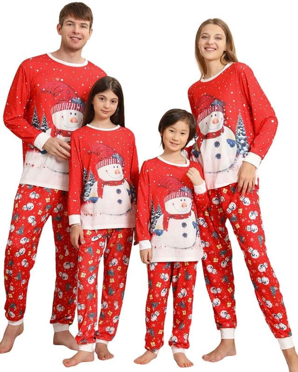 Kerstpyjama voor het hele gezin, kerstpyjama voor het hele gezin, gecoördineerde kerstpyjama met lange mouwen, 2 stuks kerstpyjama's voor hem en haar, voor koppels, dames, heren, kinderen, meisjes