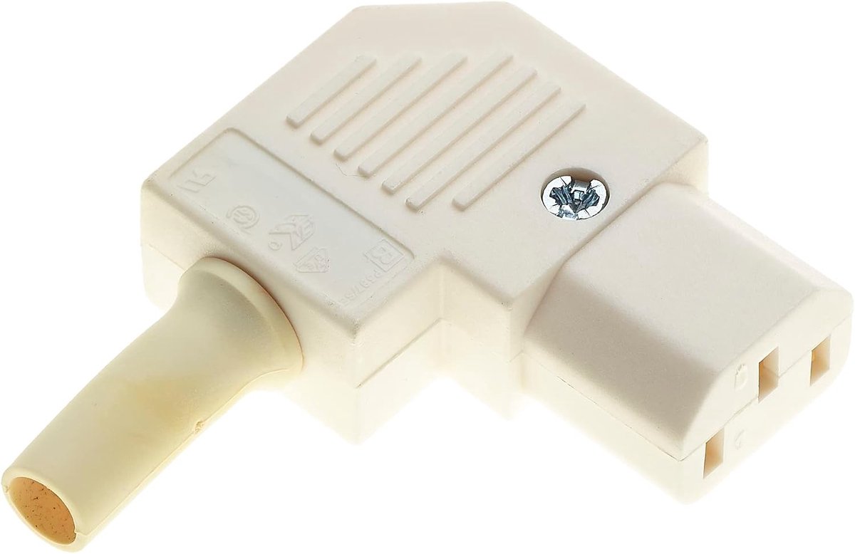 Rewireable IEC Connector, 10A Right Angle - IEC320-C13 Connectors 3 Terminals Female Power Adapter Connector Pins Inline Plug Socket