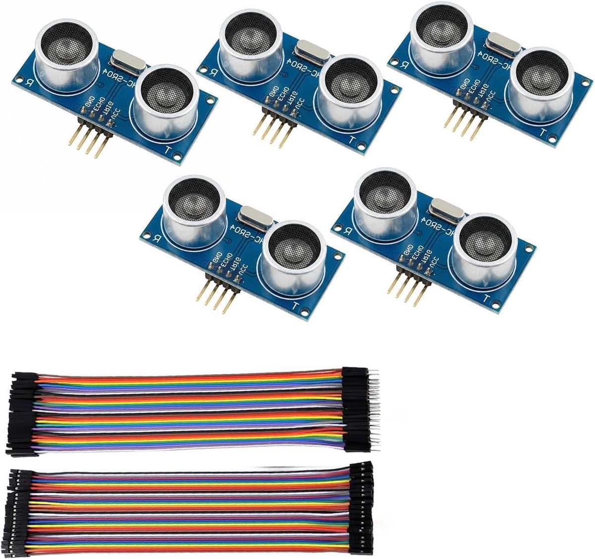5 stuks ultrasone afstandssensoren HC-SR04, HC-SR04 ultrasoon geschikt, elektronische en educatieve projecten, meetnauwkeurigheid van 2 cm tot 450 cm, 5 V, voor doe-het-zelf robotica