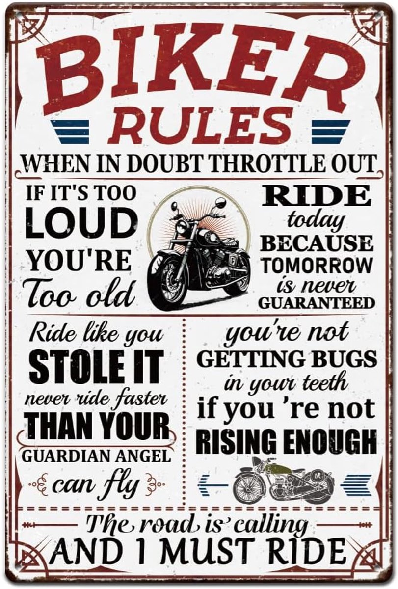 1 stuk vintage metalen tinnen bord 30 x 20 cm retro ijzeren biker regels roestige look motorfiets decor poster voor garages benzine stations thuis muurkunst decoraties