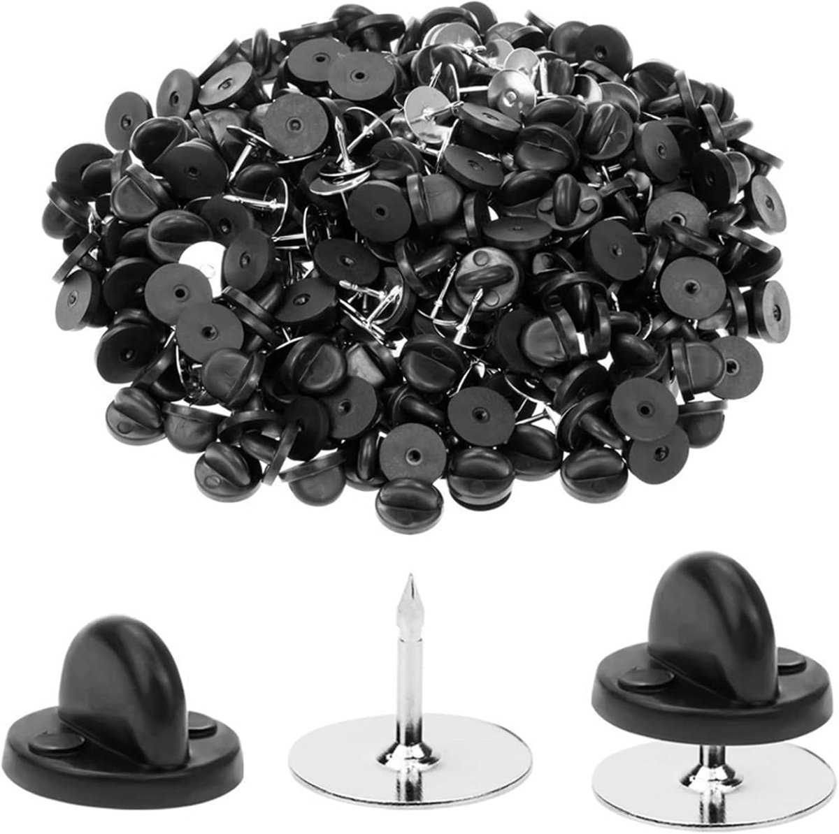 50 paar vlinderkoppelingspin-ruggen, rubberen pin-ruggen met blanco pinnen voor broches, revers, hoeden, uniformen, badges, dasspelden, handwerk