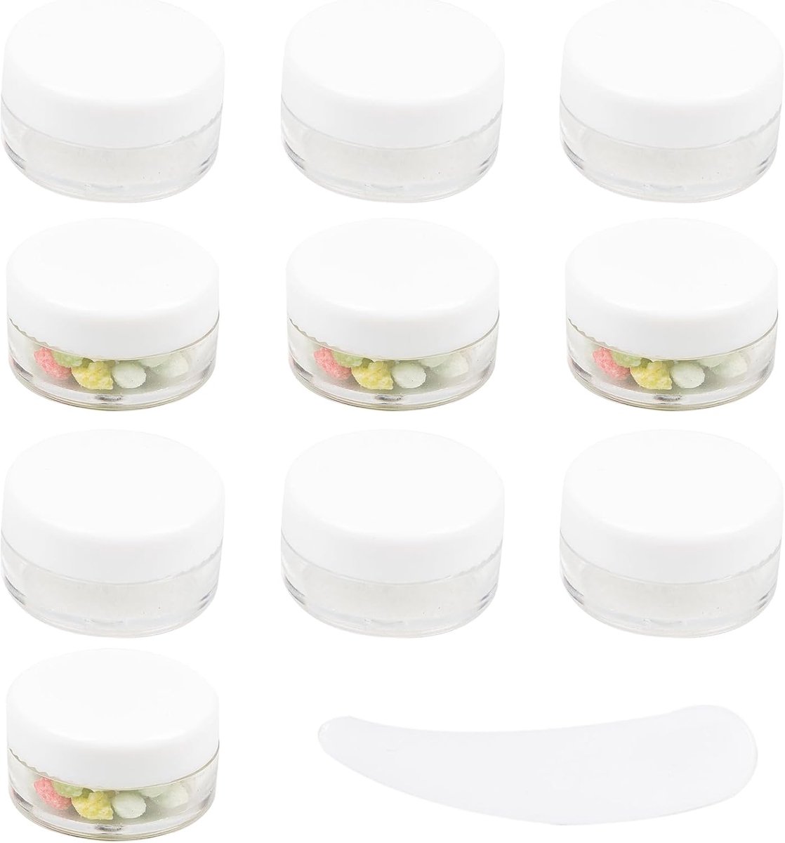 Cosmeticapotjes, Cosmeticaglazen, Plastic Potjes Met Deksel, Containers Voor Crèmes, Lege Crèmecontainers (Wit - 10 g - 10 Stuks)