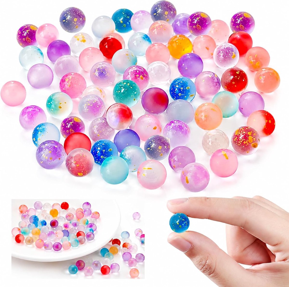 100 stuks glazen ks, kleurrijk, 10 mm ks, glas kleurrijk, ks met doos