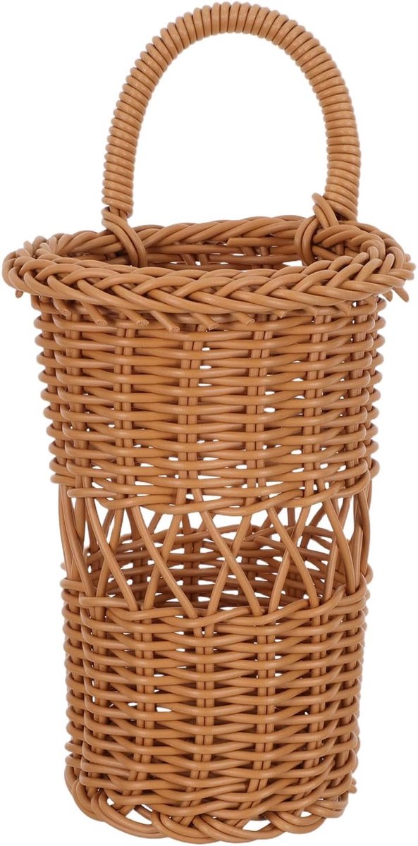 Geweven Bestekhouder Decoratieve Bruine Mand voor Keukengerei Opslag Multifunctionele Organizer voor Eetstokjes Vorken Lepels Rustieke Stijl