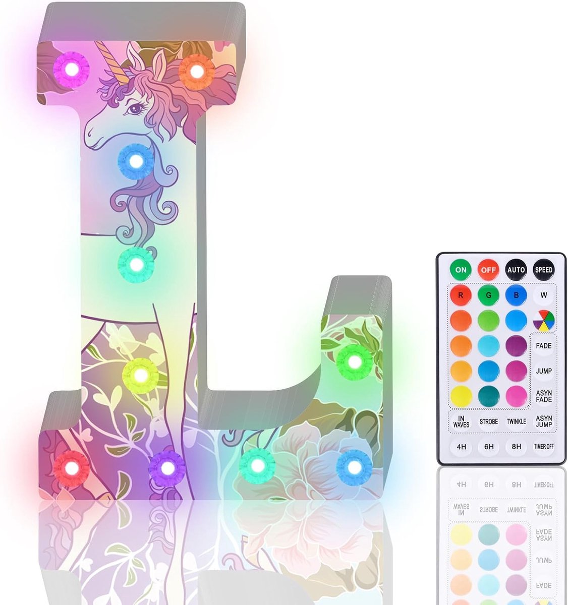 Letters, glitter LED-letterverlichting 18 kleurveranderende diamant alfabet teken nachtlampje met afstandsbediening voor meisjes geschenken verjaardag bar bruiloft feest Kerstmis