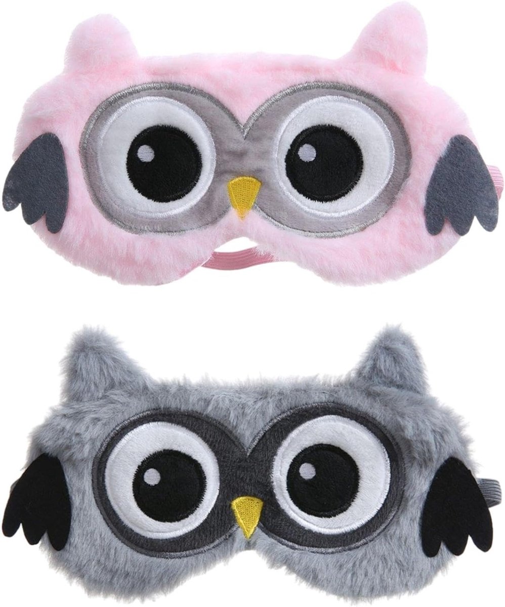 2 stuks cartoon-uilen-oogmaskers, schattige oogmaskers, grappige pluche oogmaskers, kinderoogmaskers, slaap-blackout oogmaskers