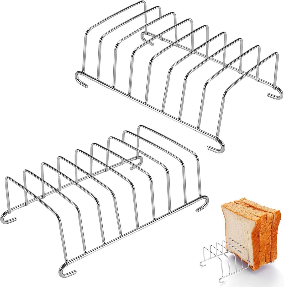 2 stuks broodroogrekken, toaststandaard, broodrooster, roestvrij staal, luchtfriteuse, broodschijven, broodrooster, broodrooster, toast, brood, hete hond
