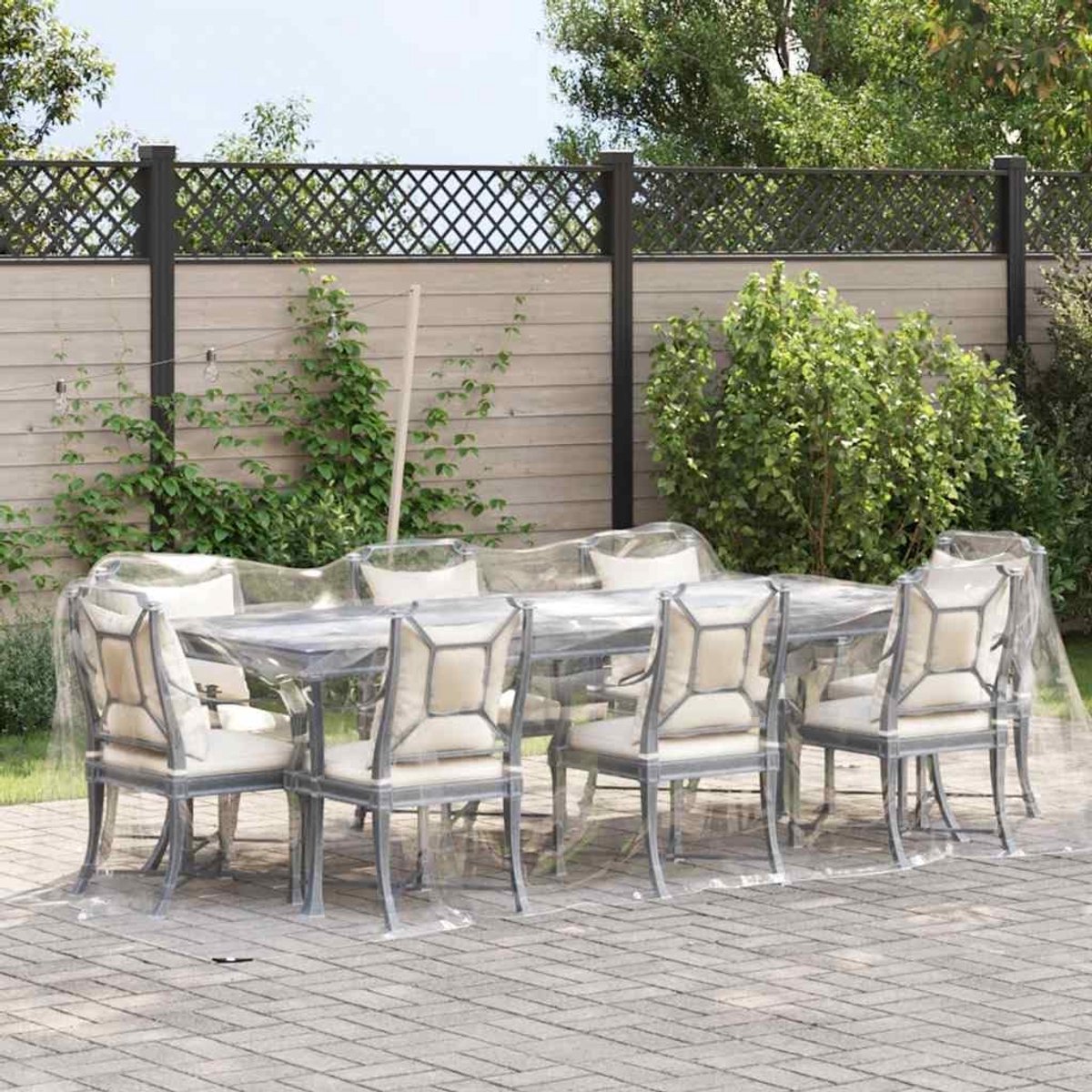 PVC transparant/zwart 2x6 m tuinmeubelbescherming
