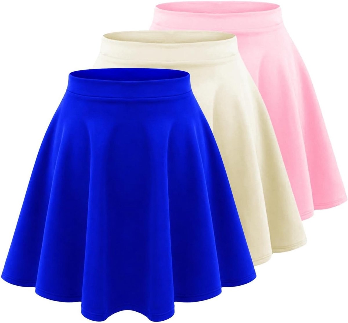 Skaterrok voor meisjes, set van 3 stuks, hoge taille, zomerrokken voor kinderen, knielang, uitlopende zwarte minirok voor balletdansen, casual effen meisjesrokken voor schooluniform