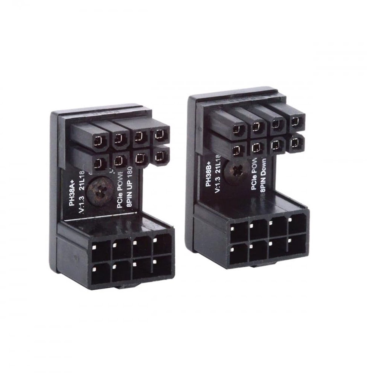 2 stuks ATX 8P GPU mannelijk naar 8P vrouwelijk 360 graden omhoog naar beneden gebogen adapter voor 12V grafische kaart