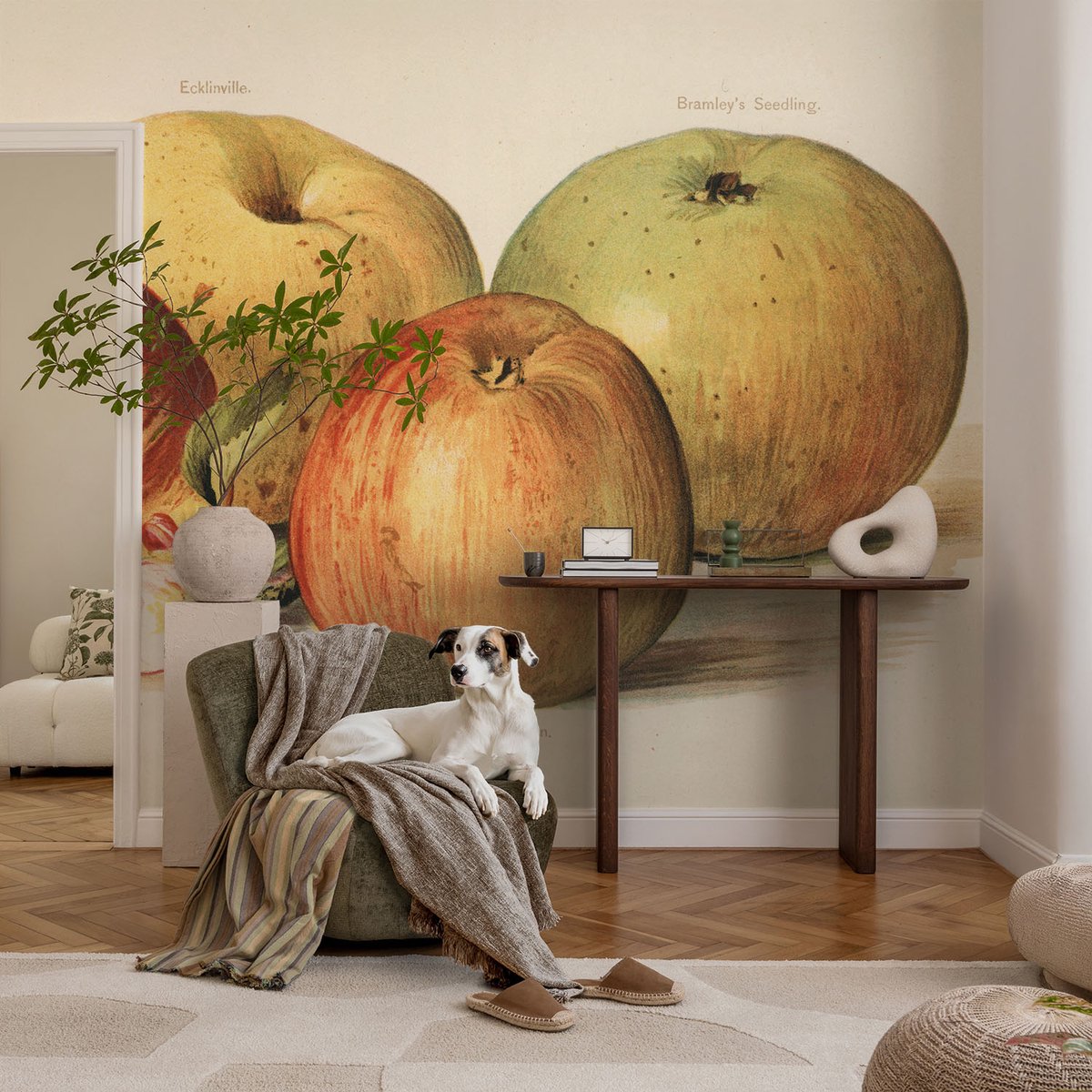 Coloray Vliesbehang - Geel Snellijm Behang - 104x70 cm - Appelbloesems Muurschildering - Gang behang Voedsel - Fotobehang Vlies - Slaapkamer behang