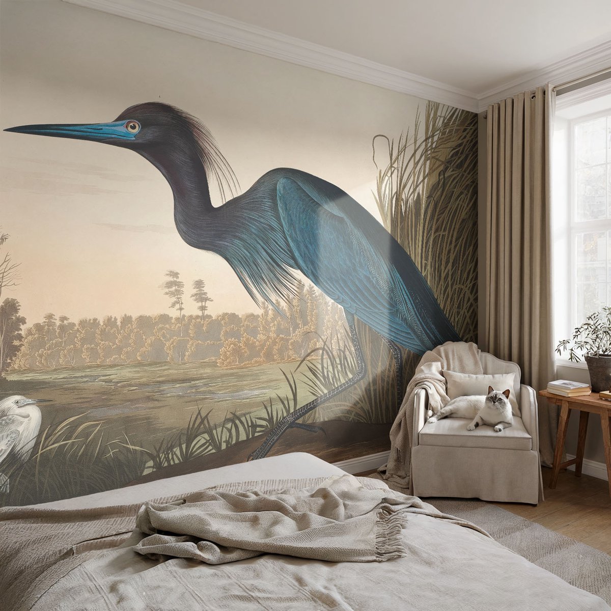 Coloray Vliesbehang - Groente Snellijm Behang - 104x70 cm - Watervogels Fotobehang Vlies - Woonkamer behang Dieren - Muurschildering - Woonkamer behang