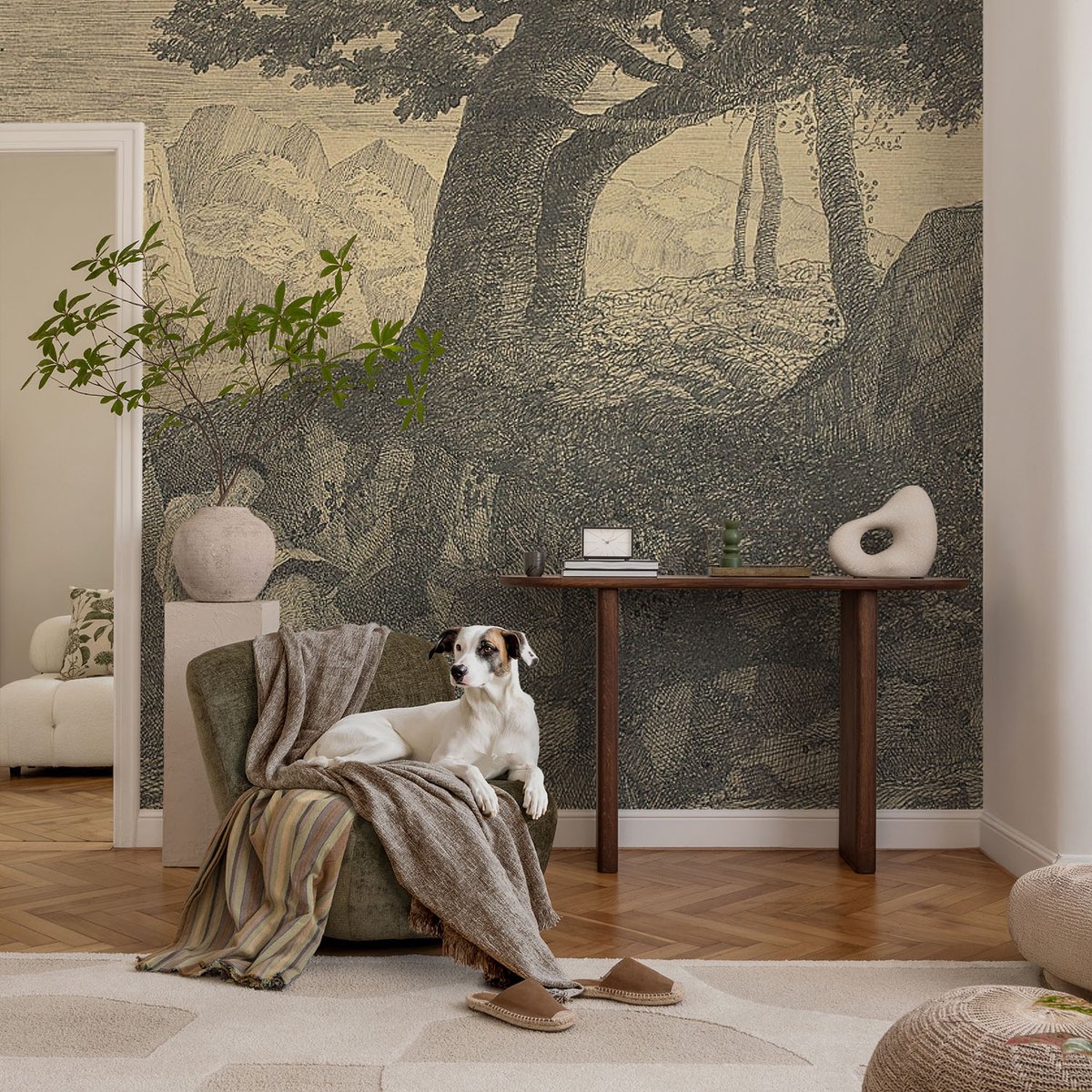 Coloray Vliesbehang - Zwart Snellijm Behang - 104x70 cm - Lezende Karakters Muurschildering - Slaapkamer behang Landschappen - Fotobehang Vlies - Slaapkamer behang