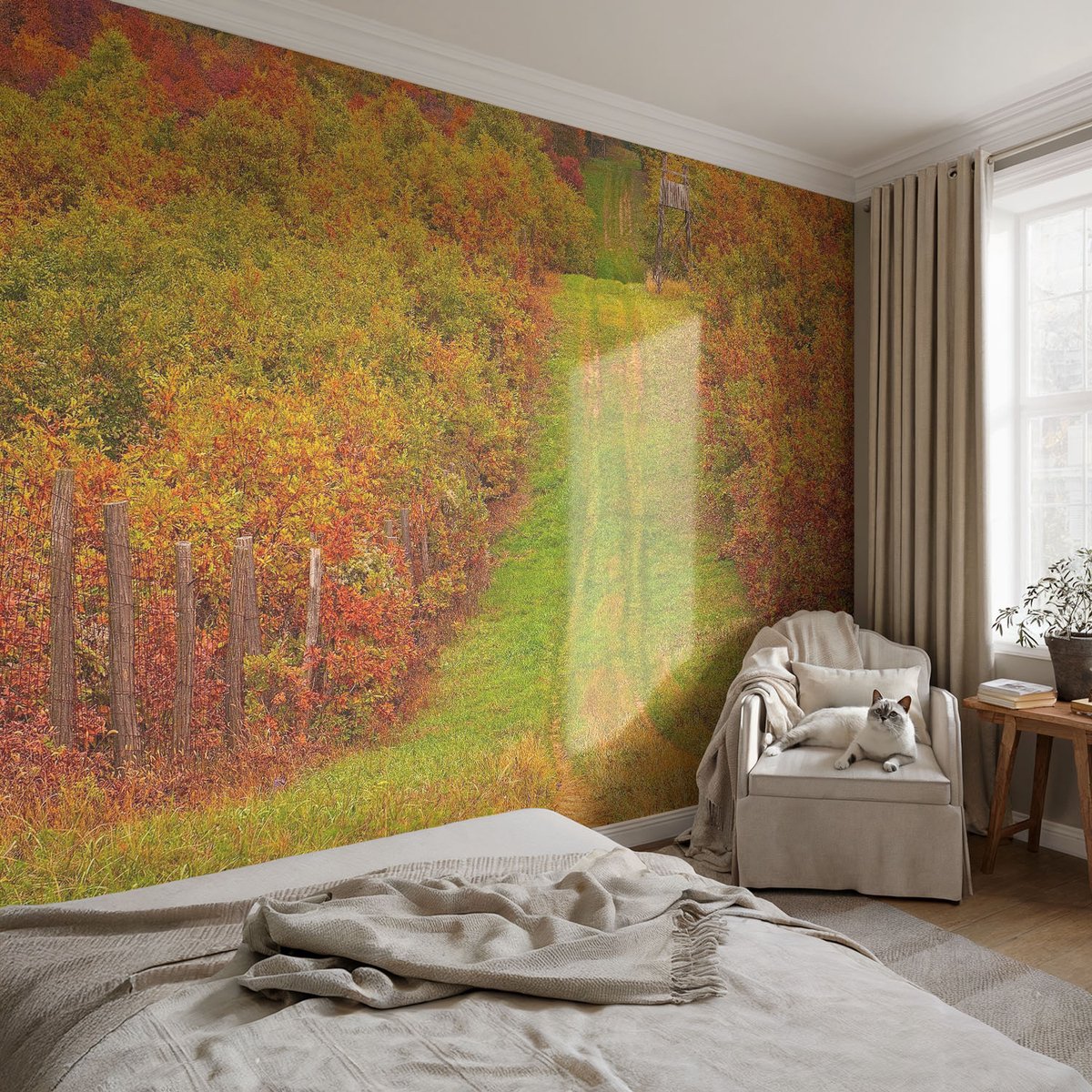 Coloray Vliesbehang - Groente Snellijm Behang - 104x70 cm - Herfstkleuren Fotobehang Vlies - Woonkamer behang Landschappen - Muurschildering - Hal behang
