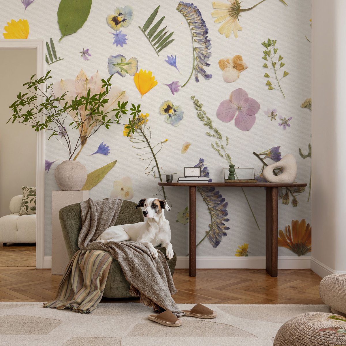Coloray Vliesbehang - Wit Snellijm Behang - 104x70 cm - Lentebloemen Fotobehang Vlies - Woonkamer behang Bloemen En Planten - Muurschildering - Woonkamer behang