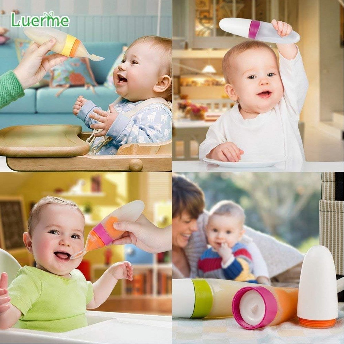 Silicone Squeeze Feeder Set 90 ml voor pasgeborenen peuters fruit feeder baby (20,8 * 4,9 * 4,9 cm), groen