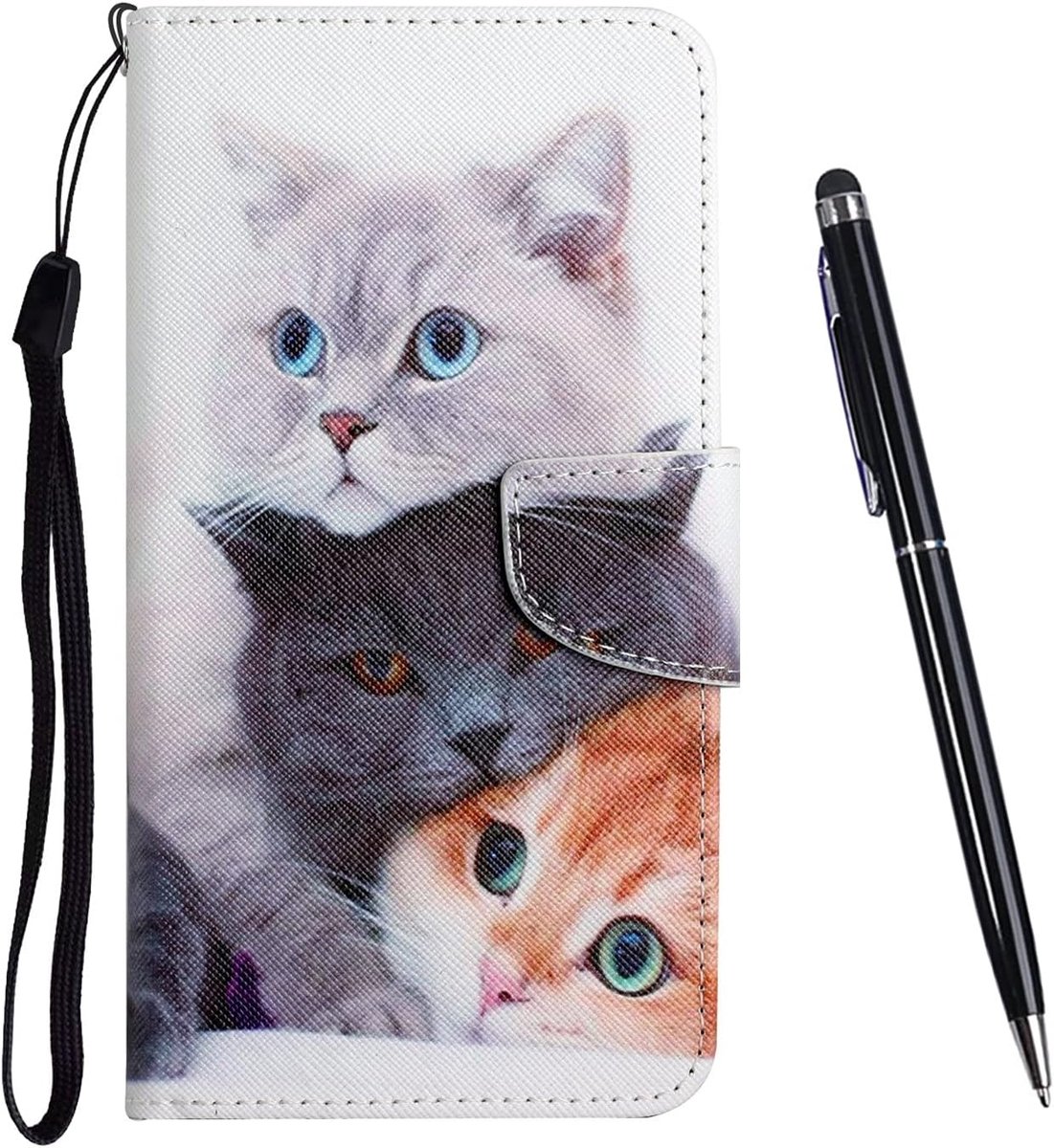 Hoes voor iPhone 11 (6,1 inch), lederen flip portefeuille, beschermhoes met 2 kaartsleuven, magneetsluiting, standfunctie, telefoonhoes, TPU stootvaste klaphoes, bescherming, leren hoes met