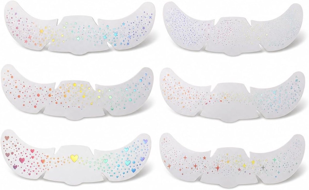 Sproeten tatoeages 6 stuks voor festival & party, waterdichte tijdelijke gezichtstatoo stickers met regenboog, hart, ster, stippen, voor Halloween, carnaval, make-up