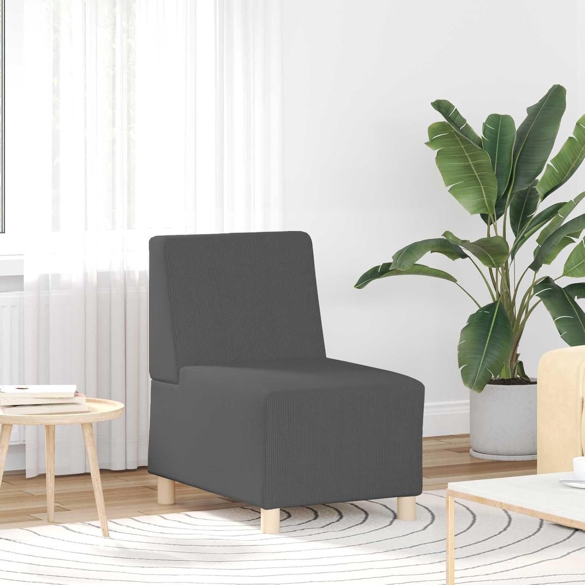 armvrije bank, donkergrijs, 55 x 74 x 82 cm, corduroy, comfortabele stoel voor woonkamer, slaapkamer, werkkamer