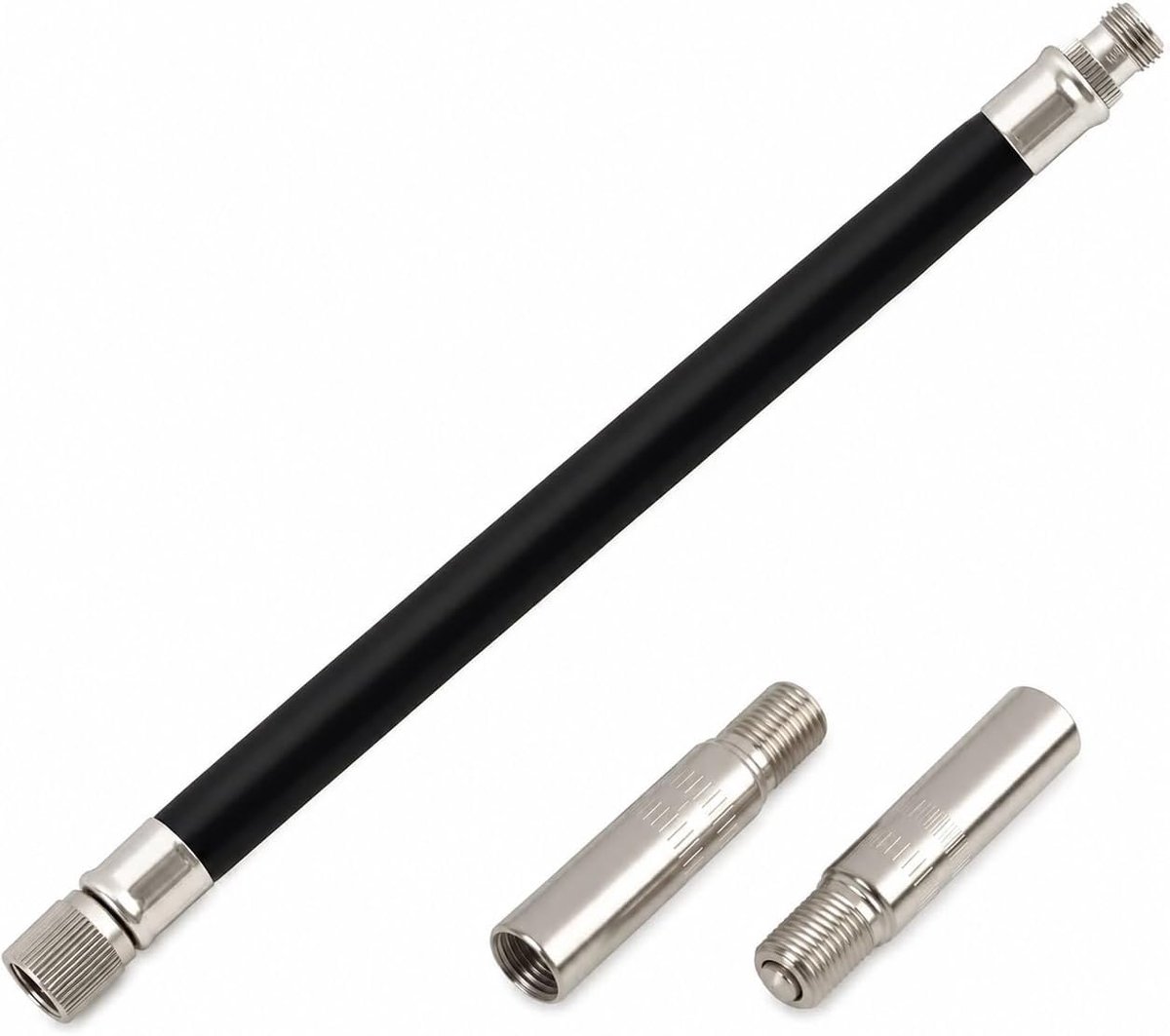 2 Ventieladapter en 1 Bandventielverlenging met 160 mm Rubberen Slang