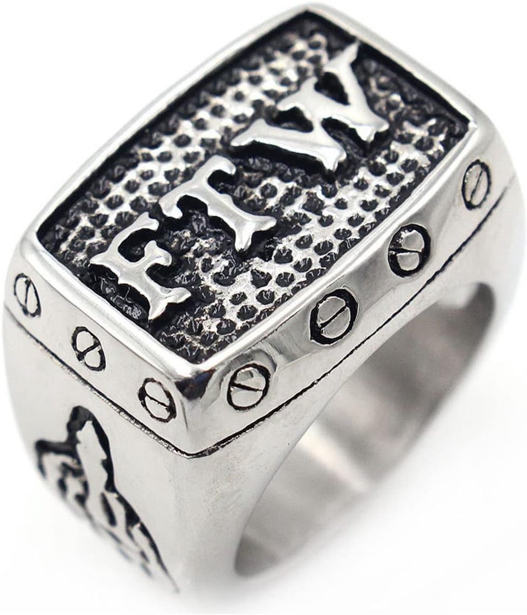 Bedrukte FTW verticale middelvinger trendy mannelijke dominante roestvrijstalen ring vintage heren titanium stalen ring