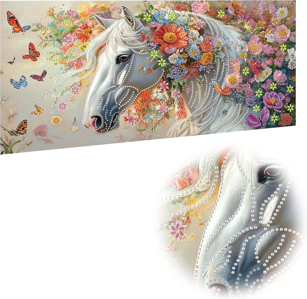 Doe-het-zelf speciale vorm diamond painting volwassenen, groot XXL paard, afbeeldingen voor volwassenen, dier, kunst met strasssteentjes, knutselset beginners, voor thuis, wanddecoratie, 30 x