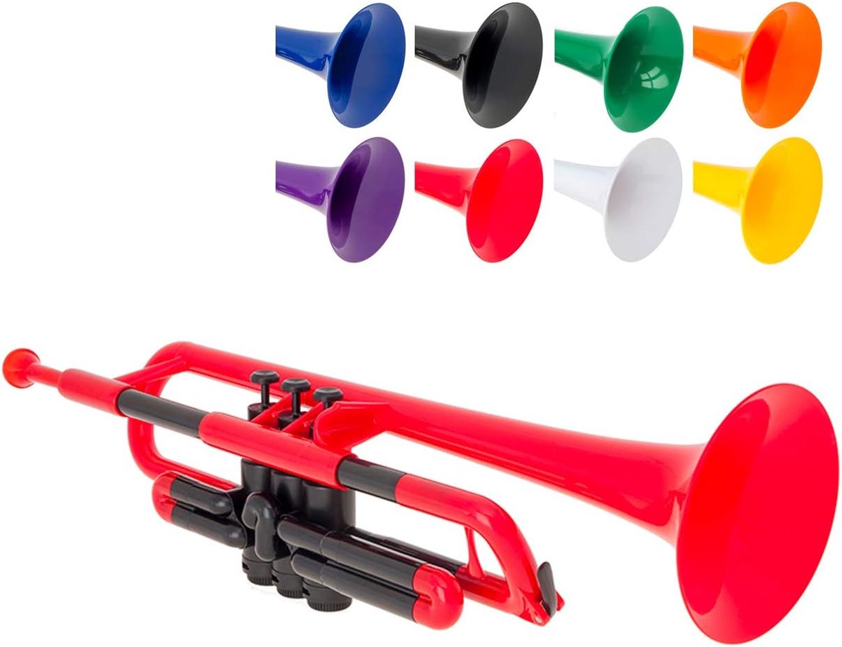 PTrumpet Plastic Trompet met 3C en 5C mondstuk en draagtas - Bb Student - Rood