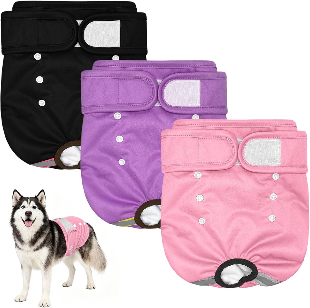 Luiers voor teefjes met bretel, wasbare en herbruikbare hondenluiers, hondenmenstruatiebroeken, super absorberende hondenluiers voor incontinentie, menstruatie, training, reizen