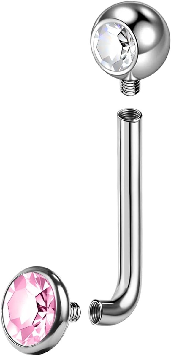 Titanium Christina Piercings Barbell, 14G intern schroefdraad verticale capuchon buikstangen, L gebogen VCH Ring Christina Barbells Navel Sieraden