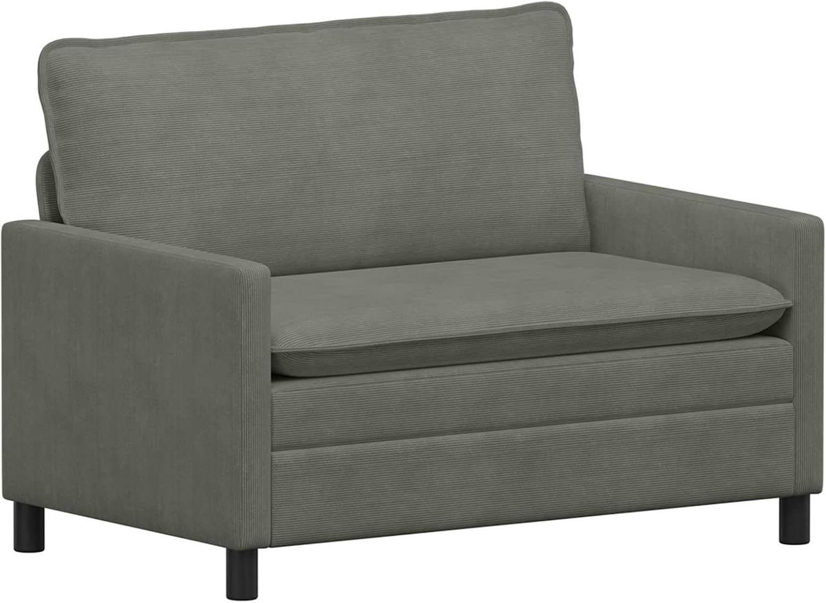 Sofa van corduroy, lichtgrijs, 126 x 81 x 87,5 cm met metalen frame