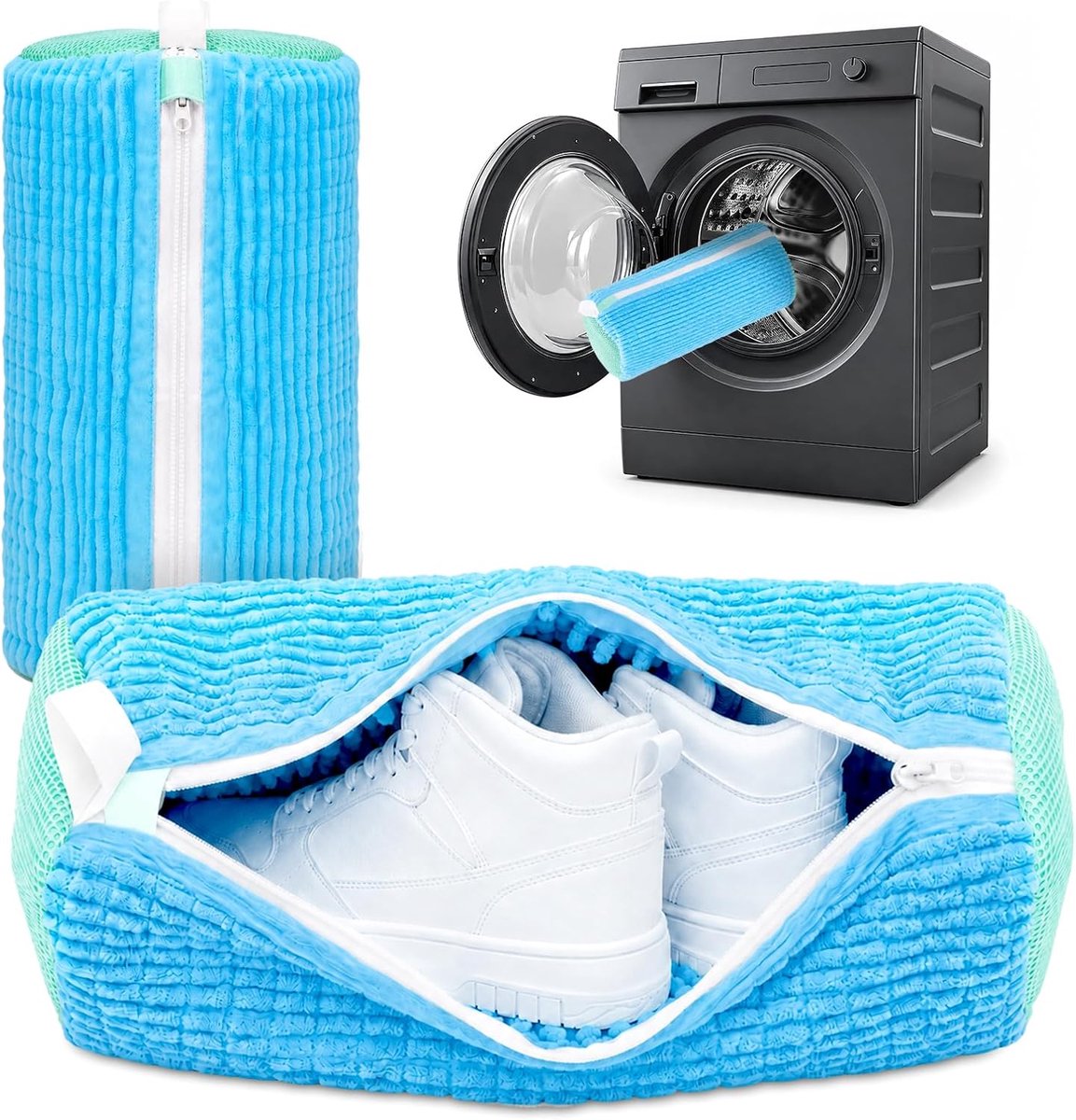Schoenenwaszak voor wasmachine set van 2 met ritssluiting