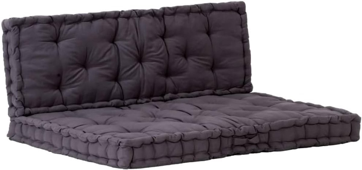 Terrasmeubel, schommelkussen, kussen voor terrasstoelen, palletbekleding, 2 stuks, katoen, zwart