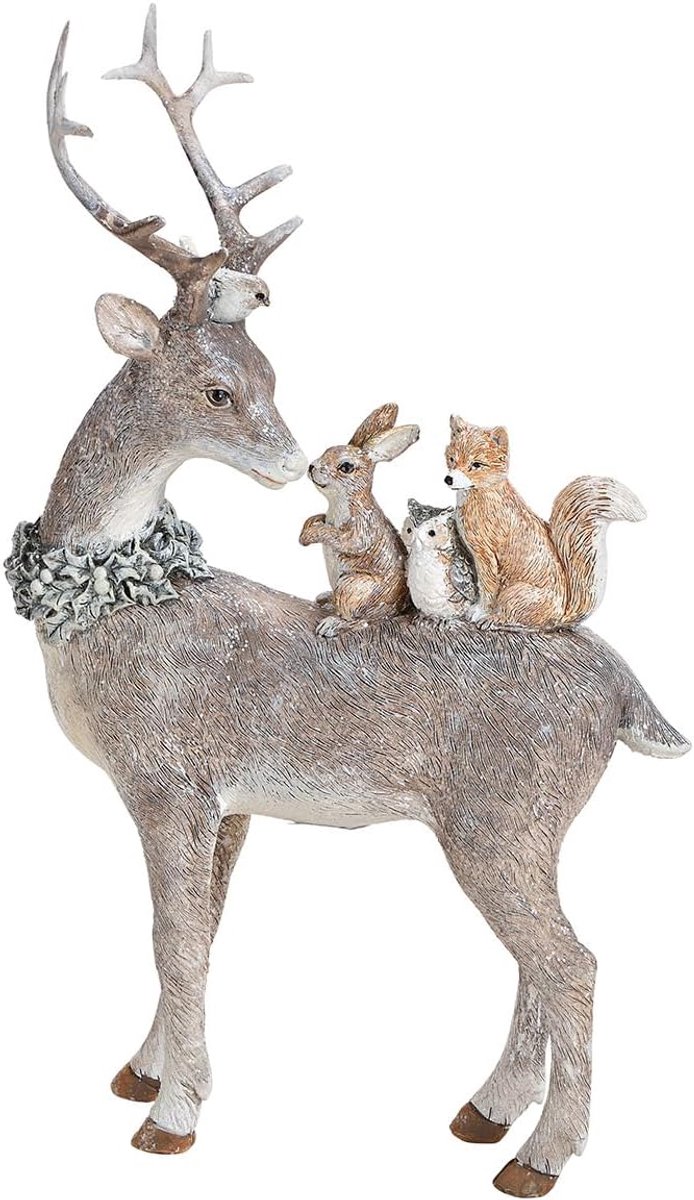Figuur/Kerstfiguurtje Hert met Bosdieren & Glitter Kerstdecoratie Kerstdecoratie Advent Winterdecoratie Cadeau