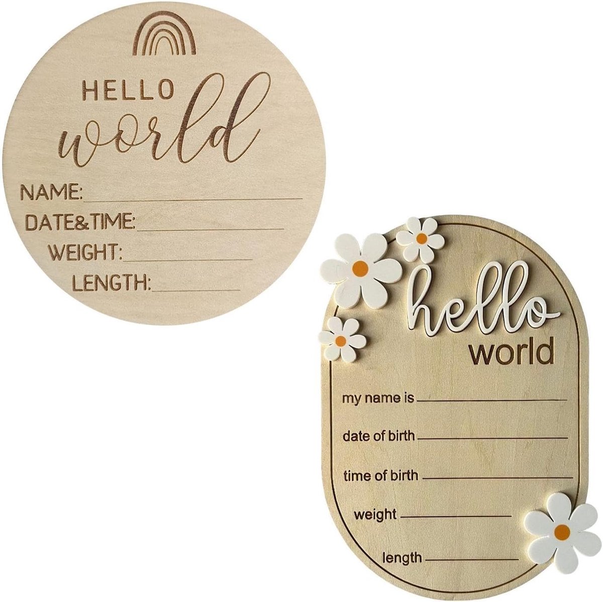2 stuks babysouvenirs, Hello World logo houtspaanders, pasgeborenen-letter-prikbord, babyshower, creatief prikbord