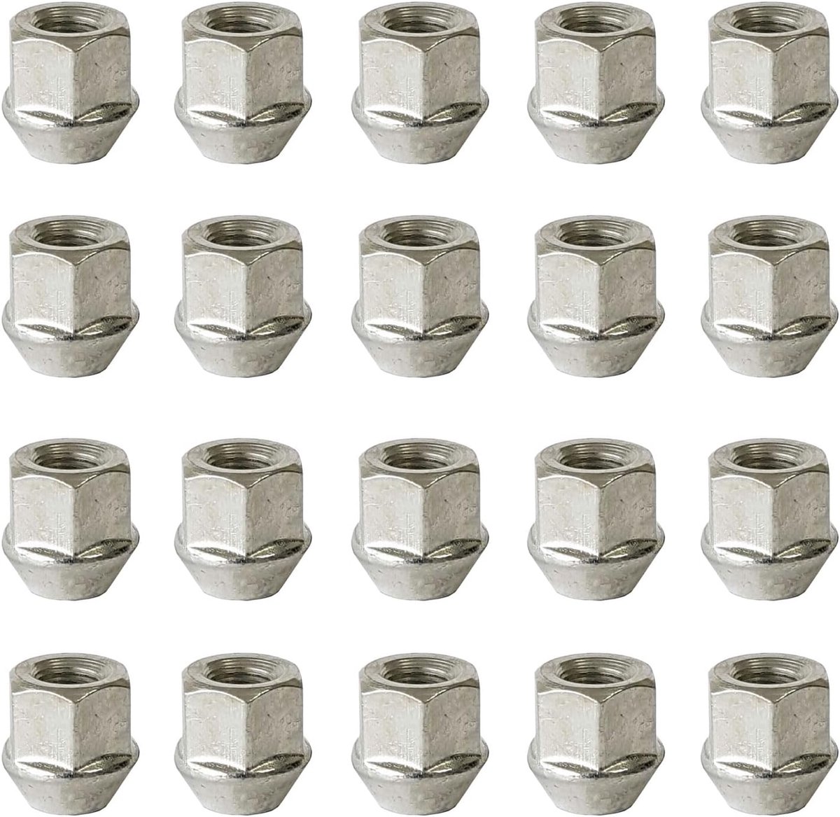 20x Open lug nuts M12x1.5 tapered 60° 24mm | HEX 21mm compatible with Mazda 121 I