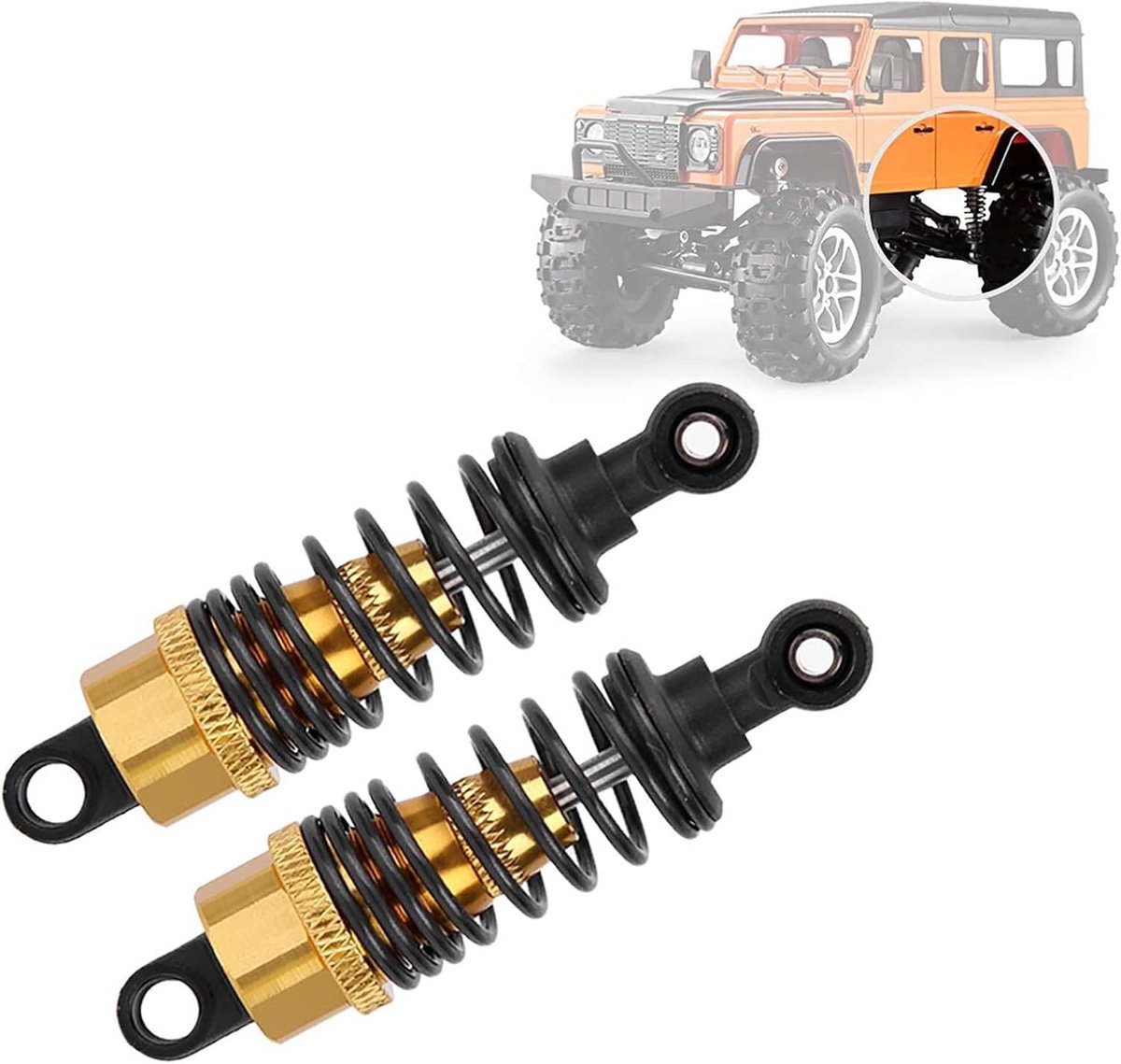 2 stuks, 68 mm, 1/10 op afstand bestuurde auto, metalen schokdempers, gouden RC demperveren, set, RC-accessoires voor 1:10 RC-auto