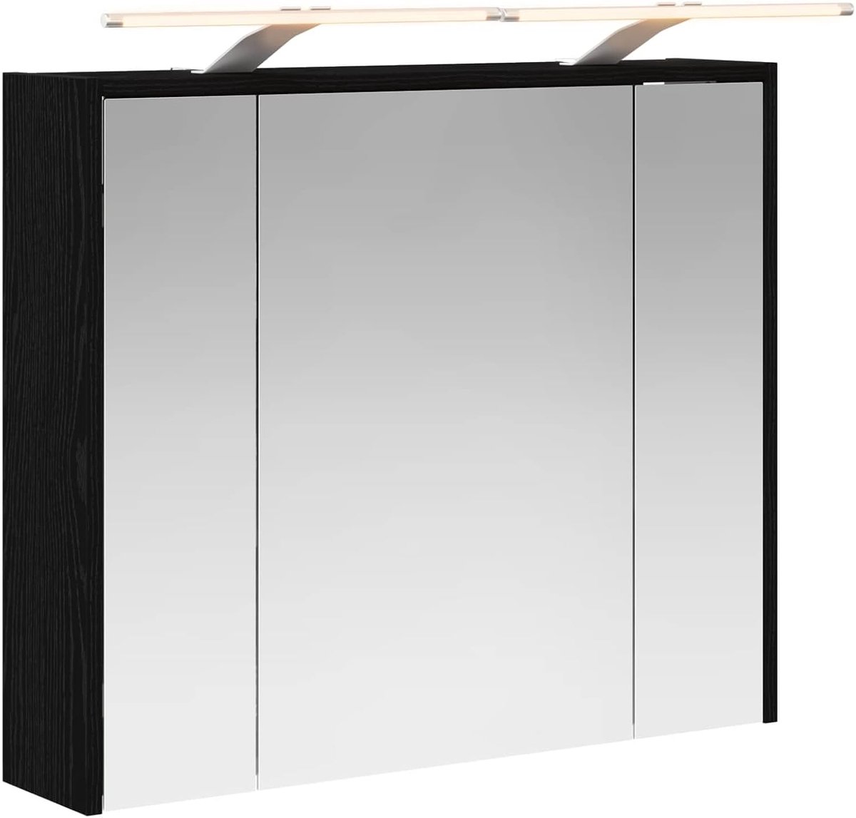 Badkamer spiegelkast zwart eiken look, badkamerkast opbergkast voor make-up wastafel gastenbad 889176