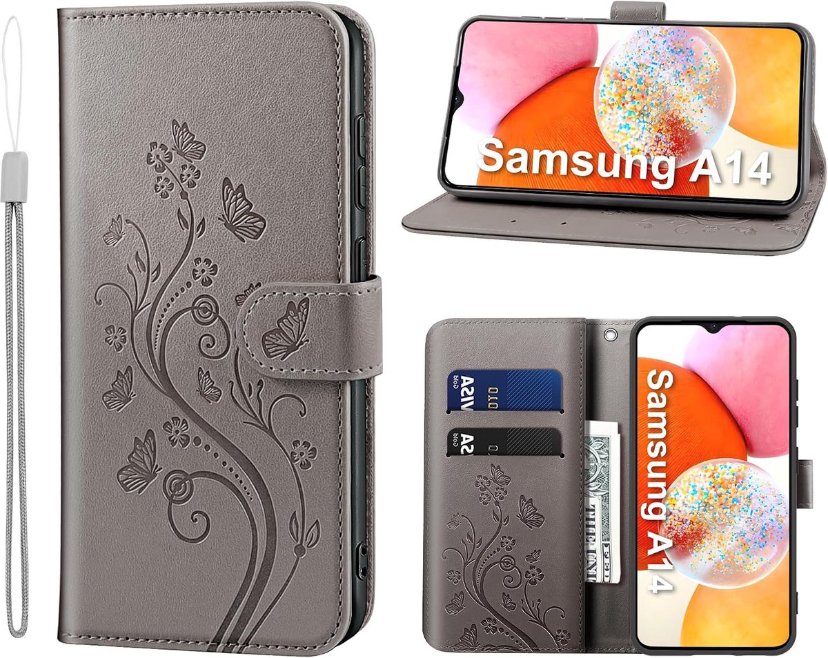 Hoes voor Samsung Galaxy A14 klaphoes lederen hoes