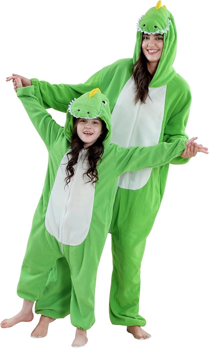 Dier Ouder-Child Capuchon Cosplay Pyjama Heellichaams Overall Halloween Gaming Nachtpyjama Gezinskostuum
