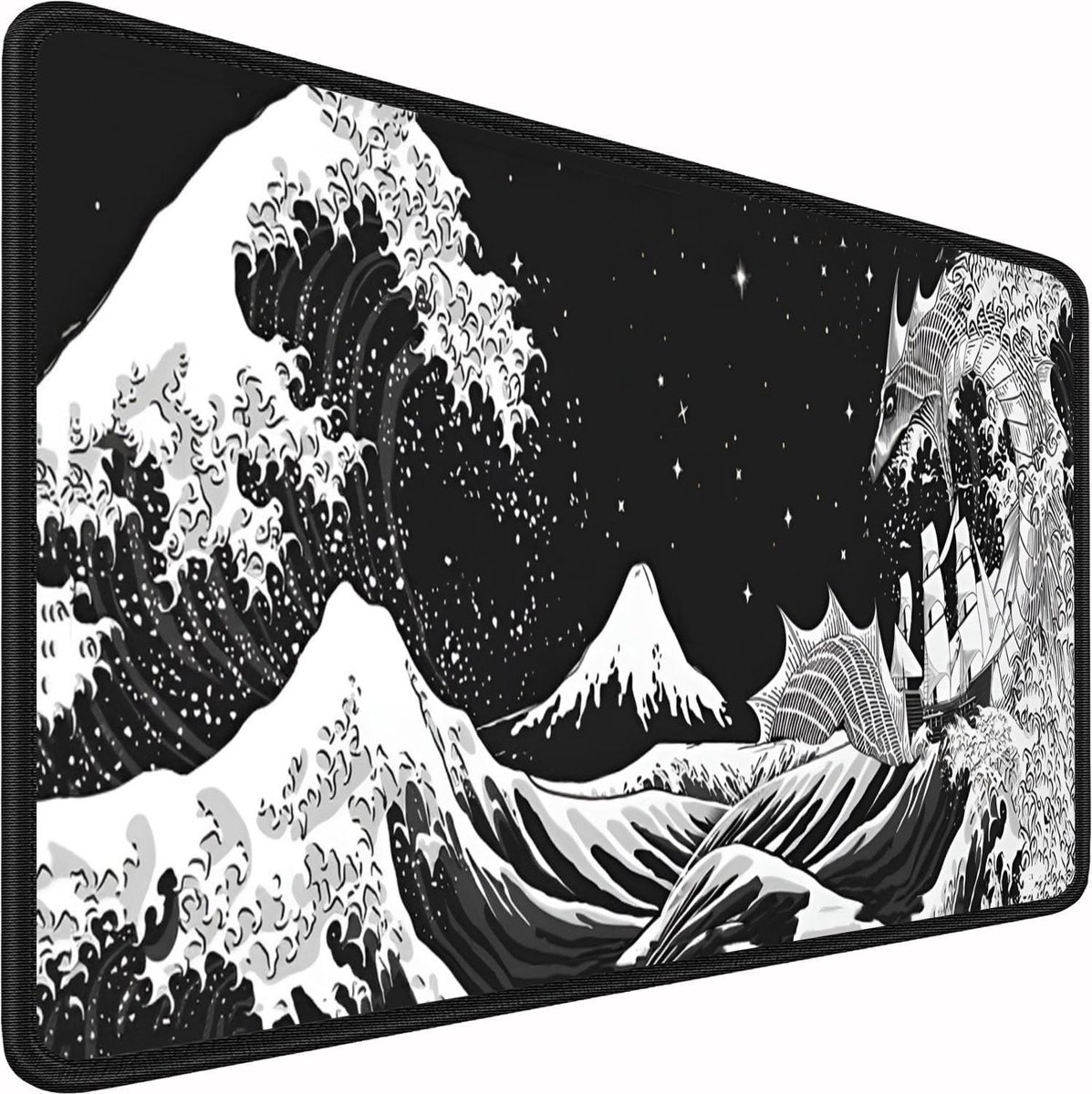 Gaming muismat XXL 900 x 400 mm - waterdicht en antislip - genaaide randen voor duurzaamheid - perfect voor pc, MacBook en laptop - grote muismat game